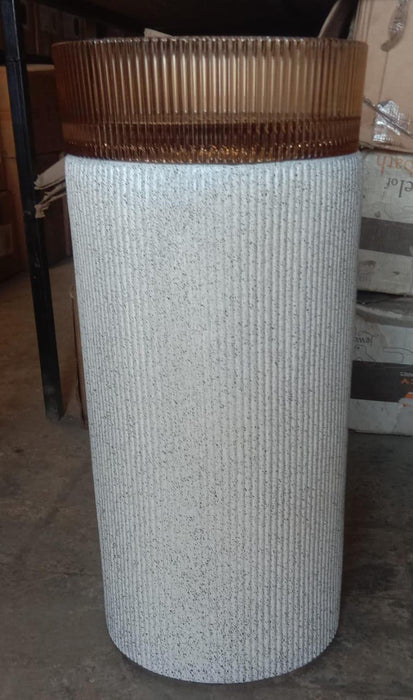 Glass Pedestal Wash Basin,size-16x16x34 Inch, White Sand Stone