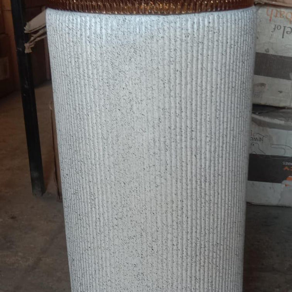 Glass Pedestal Wash Basin,size-16x16x34 Inch, White Sand Stone
