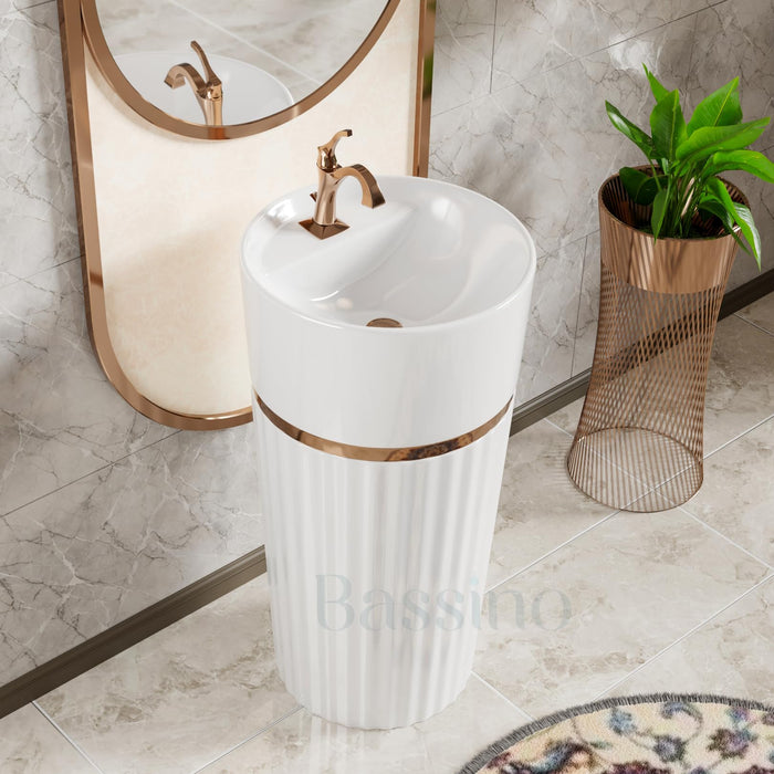 White Gloss Ceramic Pedestal Wash Basin