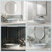 White floral design oval table top wash basin 580x370x150 mm featuring elegant grey botanical line art, glossy white appearance, scalloped curved rim and decorative floral patterns for luxury bathroom countertops.