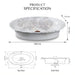 White floral design oval table top wash basin 580x370x150 mm featuring elegant grey botanical line art, glossy white appearance, scalloped curved rim and decorative floral patterns for luxury bathroom countertops.