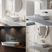 White marble finish rectangular table top wash basin with elegant grey veining, softly rounded corners and 29.5 inch countertop design for modern luxury bathrooms.
