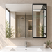 White wall-mounted bathroom vanity set with three arched fluted glass doors, integrated ceramic basin and mirror storage cabinet, 1000 mm wide.