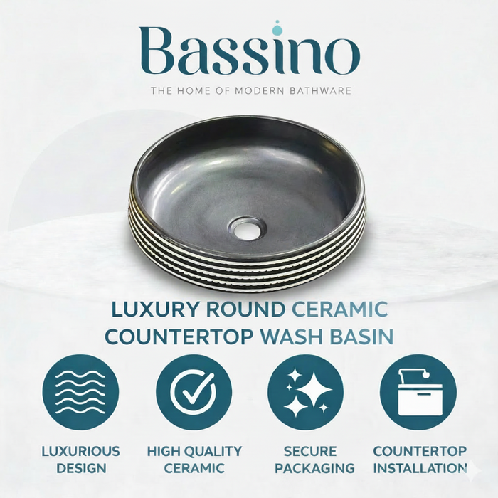 Zebra Artisan Circular Ceramic Vessel Sink 