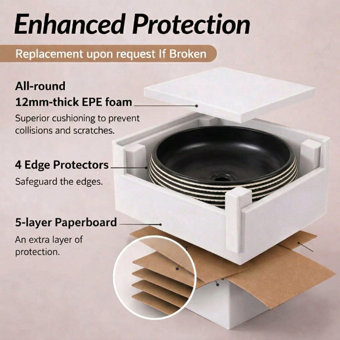 Zebra Artisan Circular Ceramic Vessel Sink packaging