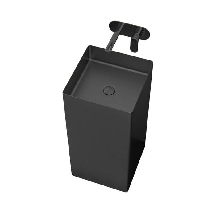 Metal Pedestal Wash Basin,size-15x15x33 Inch Black