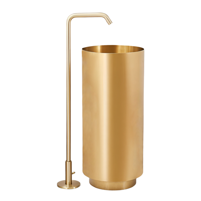 Metal Pedestal Wash Basin,size-16x16x33 Inch Gold