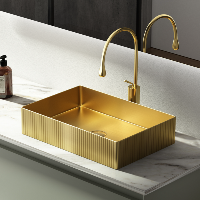Modern Stainless Steel Countertop Wash Basin (500x352x110 mm) Gold