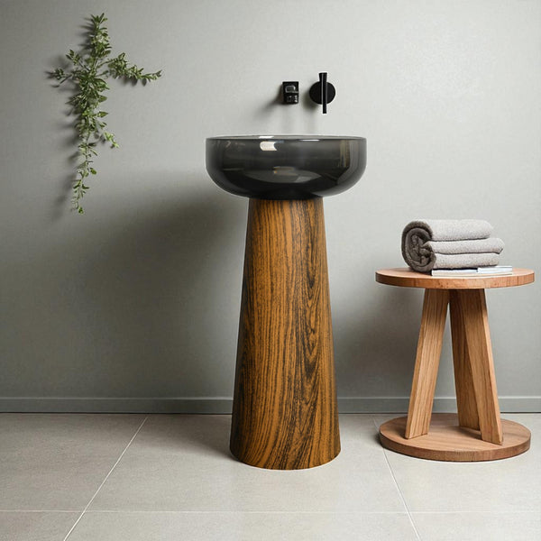 Resin Pedestal Wash Basin,size-16x16x33 Inch | Wooden