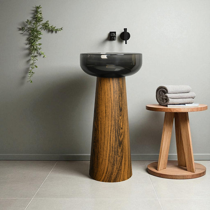 Resin Pedestal Wash Basin,size-16x16x33 Inch | Wooden
