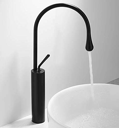 MOST Stylish Bathroom Faucet with Single Lever - Waterfall Bathroom Basin Faucet of Brass - Hot and Cold Water Mixer Antique Tap for Bathroom 15 Inches - (Black)