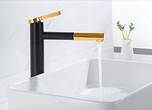 MOST Stylish Bathroom Faucet with Single Lever - Waterfall Bathroom Basin Faucet of Brass - Hot and Cold Water Mixer Antique Tap for Bathroom 12 Inches - (Black and Gold)