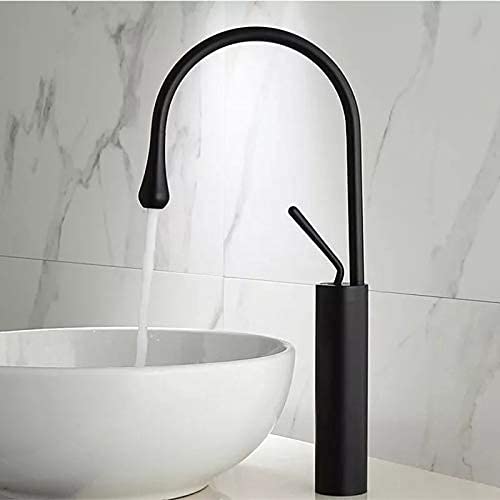 MOST Stylish Bathroom Faucet with Single Lever - Waterfall Bathroom Basin Faucet of Brass - Hot and Cold Water Mixer Antique Tap for Bathroom 15 Inches - (Black)