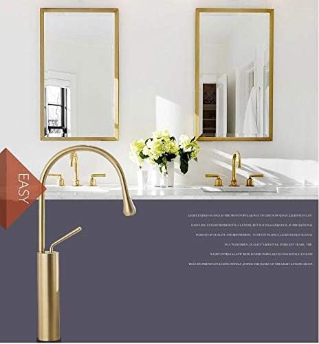 BASSINO Stylish Bathroom Faucet with Single Lever - Waterfall Bathroom Basin Faucet of Brass - Hot and Cold Water Mixer Antique Tap for Bathroom 14 Inches - (Rose Gold)