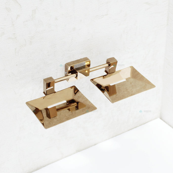 Bassino Stainless Steel Bathroom Soap Holder/Soap Stand/Soap Dish for Batroom/Bathroom Accessories (Rose Gold Finish) (Double SOAP Dish) – Made in India