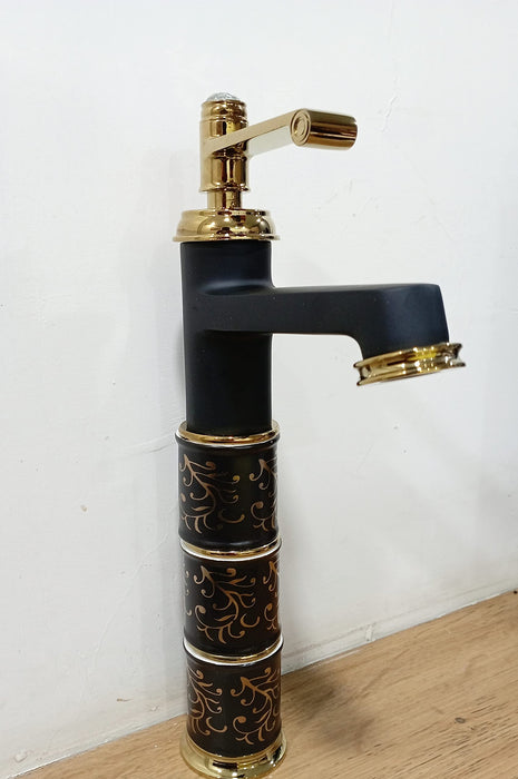 BASSINO Stylish Bathroom Faucet with Single Lever -Bathroom Basin Faucet of Brass - Hot and Cold Water Mixer Tap for Bathroom (Black) BTT_2070