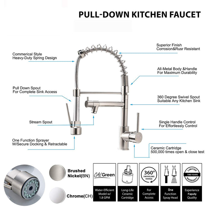 Premium Brass Hot & Cold Kitchen Mixer Tap, Chrome Finish, Standard Size (BTT-2003)
