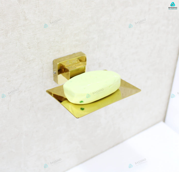Bassino Stainless Steel Bathroom Soap Holder/Soap Stand/Soap Dish for Batroom/Bathroom Accessories (Gold Finish) (Single SOAP Dish) – Made in India
