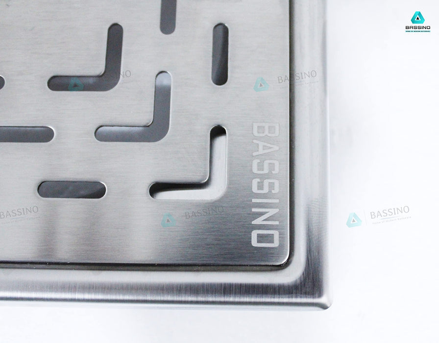 BASSINO 304 Grade Stainless Steel Floor Drain/Jali Square Plain Design with Trap